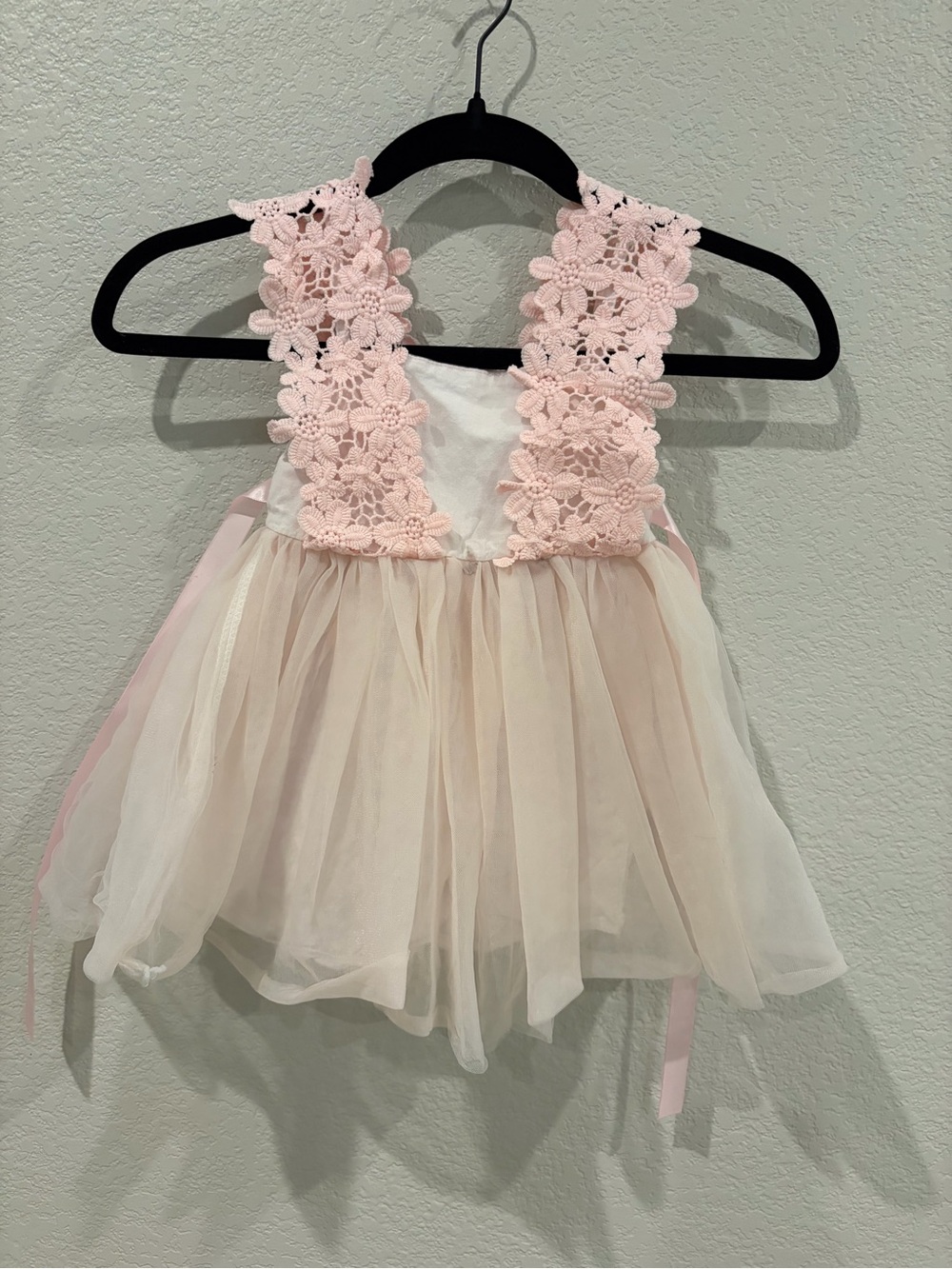 Girls Blush Pink Floral Lace Tulle Party Dress Flower Girl